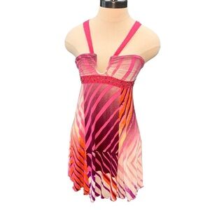 FREE‎ PEOPLE Pink & Orange Striped Mini Dress - Size XS